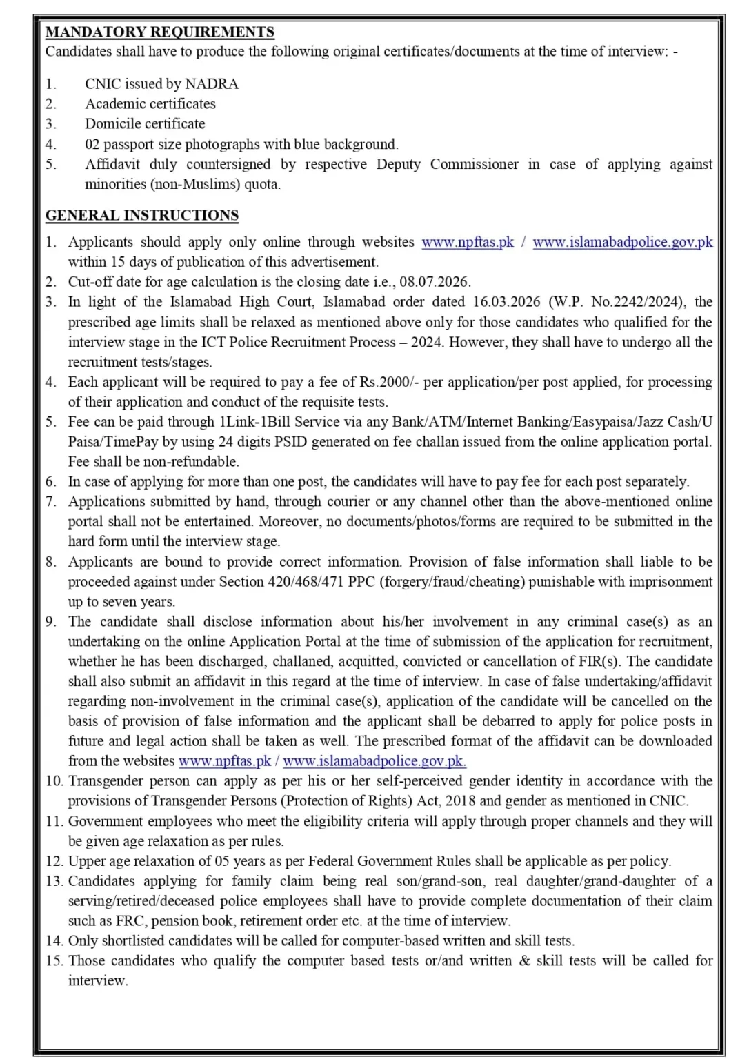 islamabad police asi job