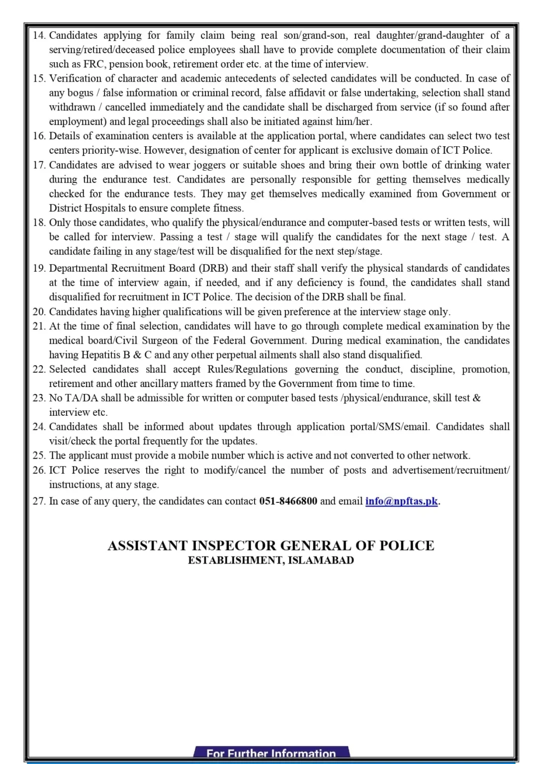 islamabad police jobs 2026 last date apply
