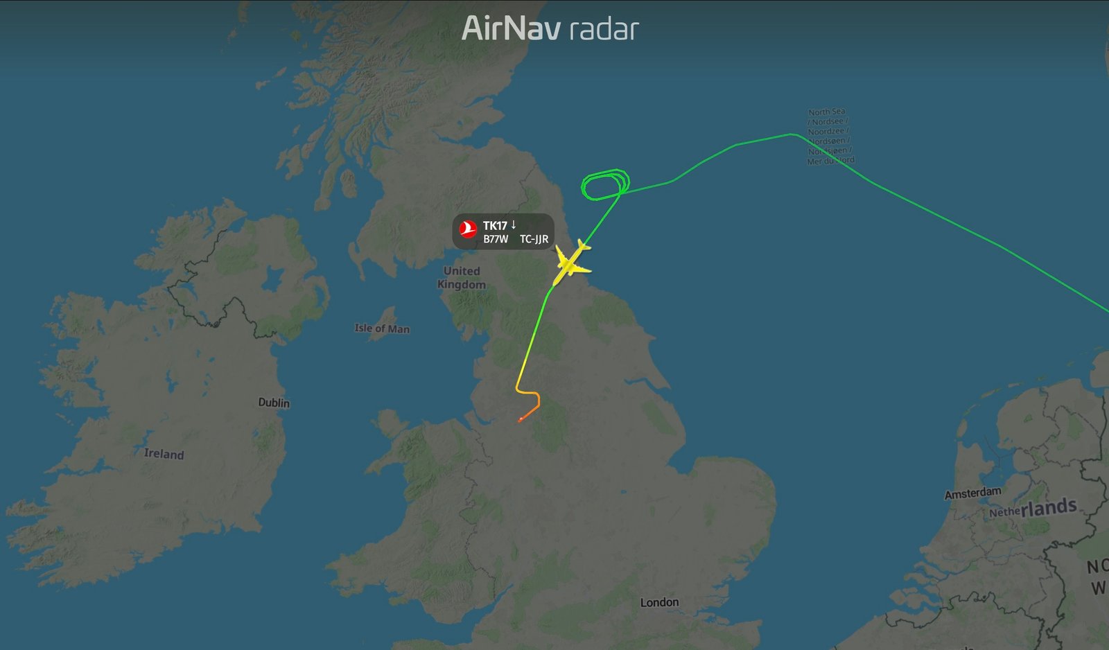 flight tk17 diversion to manchester