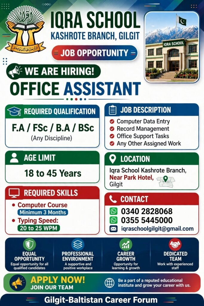 iqra school jobs 2026 in gilgit by gbcef